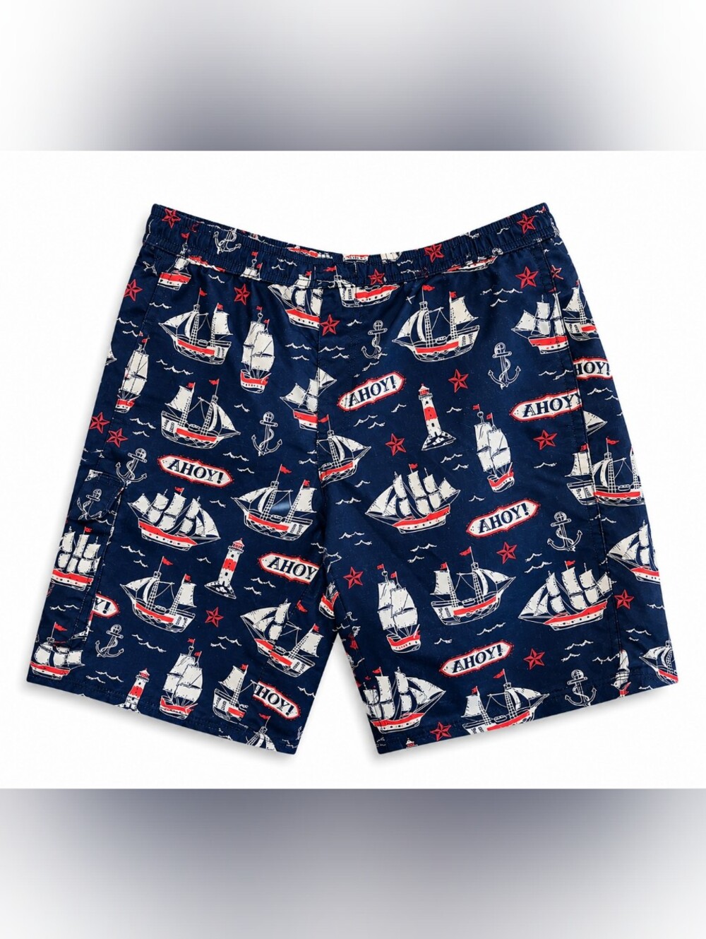 Hatley Men's Navy Nautical Swim Trunks Shorts Size Medium Boats Anchors